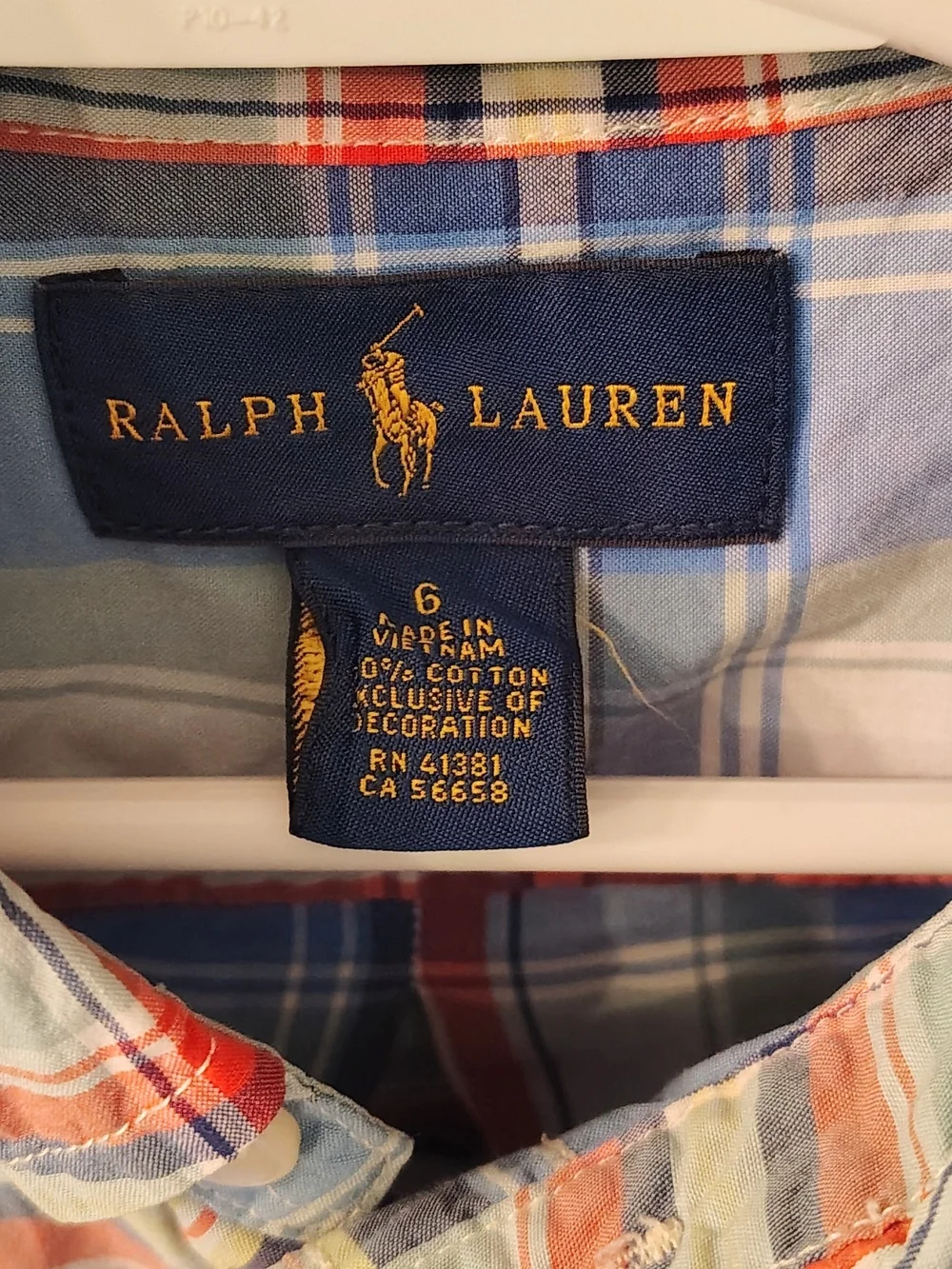 Ralph Lauren Boy's Multicolor Plaid Button-Down Shirt. Size 6